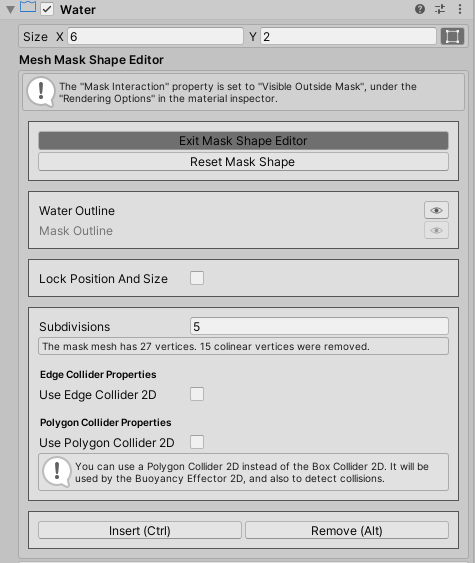 Water Component Mesh Mask Editor - Edit Mask Active
